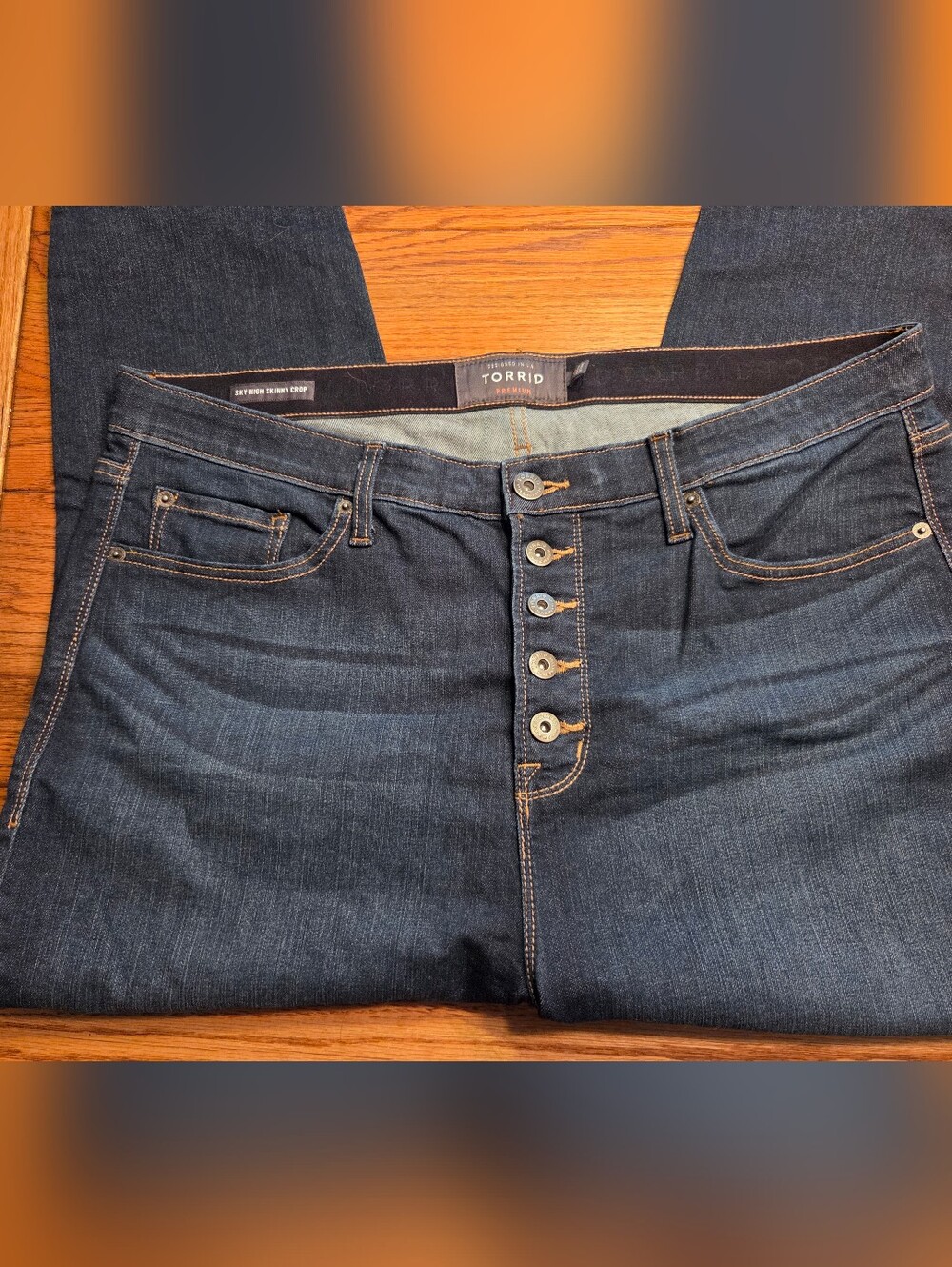 torrid Dark Blue Button-Fly Ankle Jeans